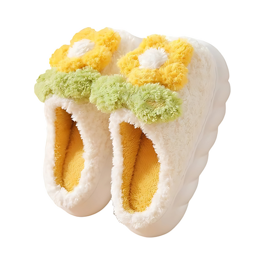 Josslyn  Women's Slippers Adult Warm Plush Flowers Indoor Non-slip ton